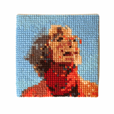 Senior AI lady in orange