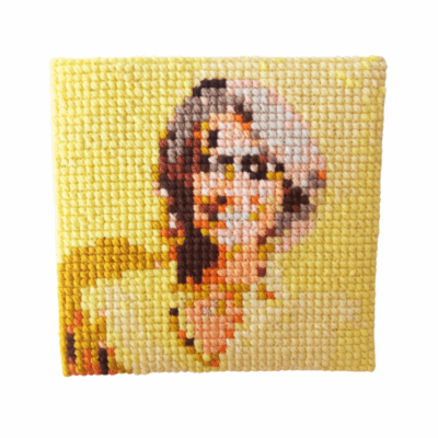 Senior AI lady in yellow